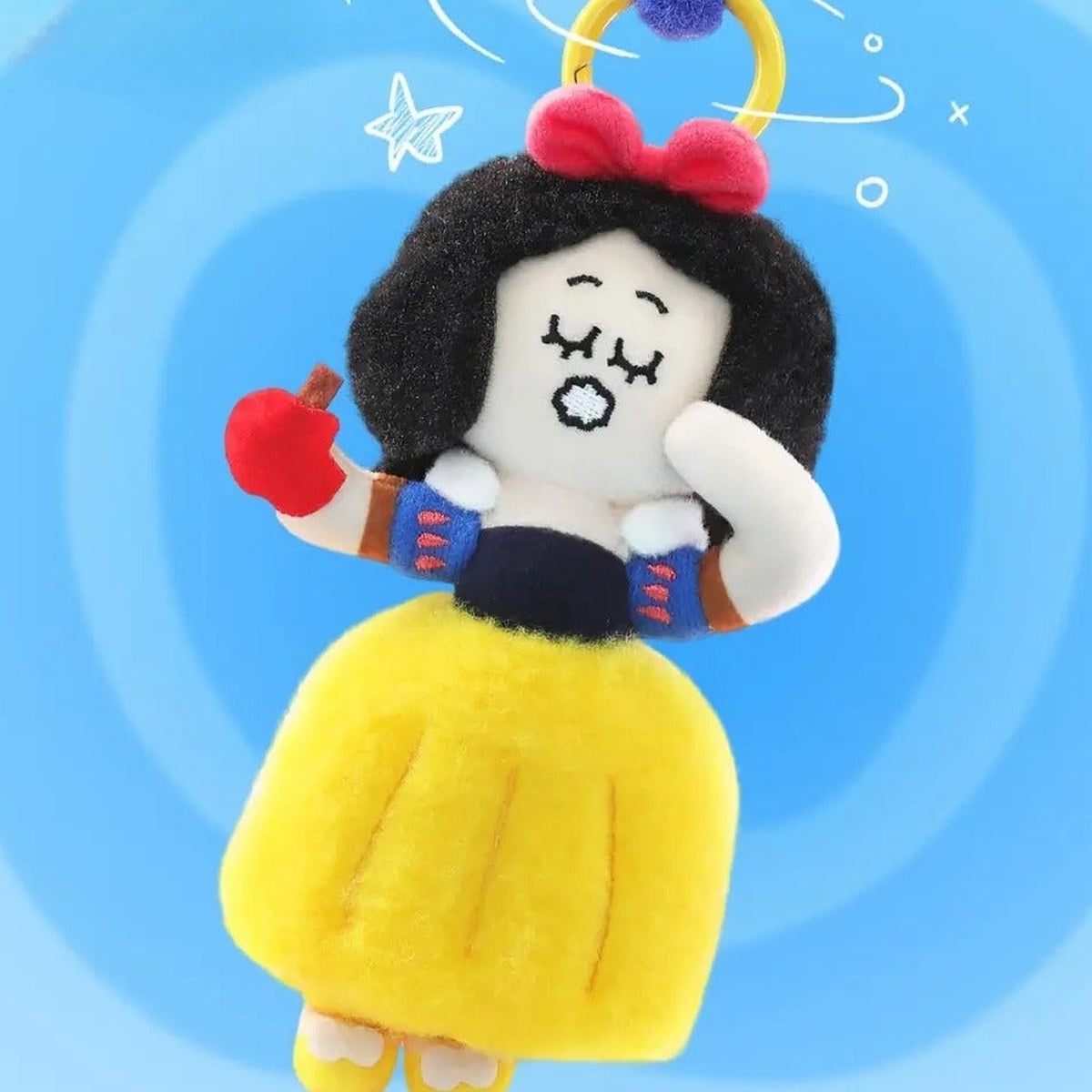 DSN Princess On The Run Series Plush Pendant Blind Box - Black-haired plush detail with yellow skirt; lower feet edge cropped; random design not guaranteed