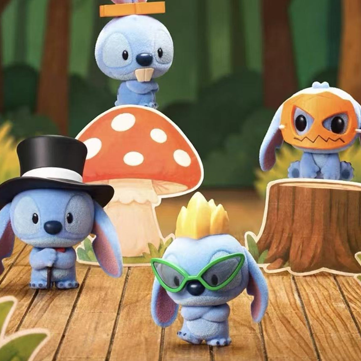 DSN Stitch Minime Series Figure Blind Box - Stitch Minime costume display with complete central figure examples; random design not guaranteed