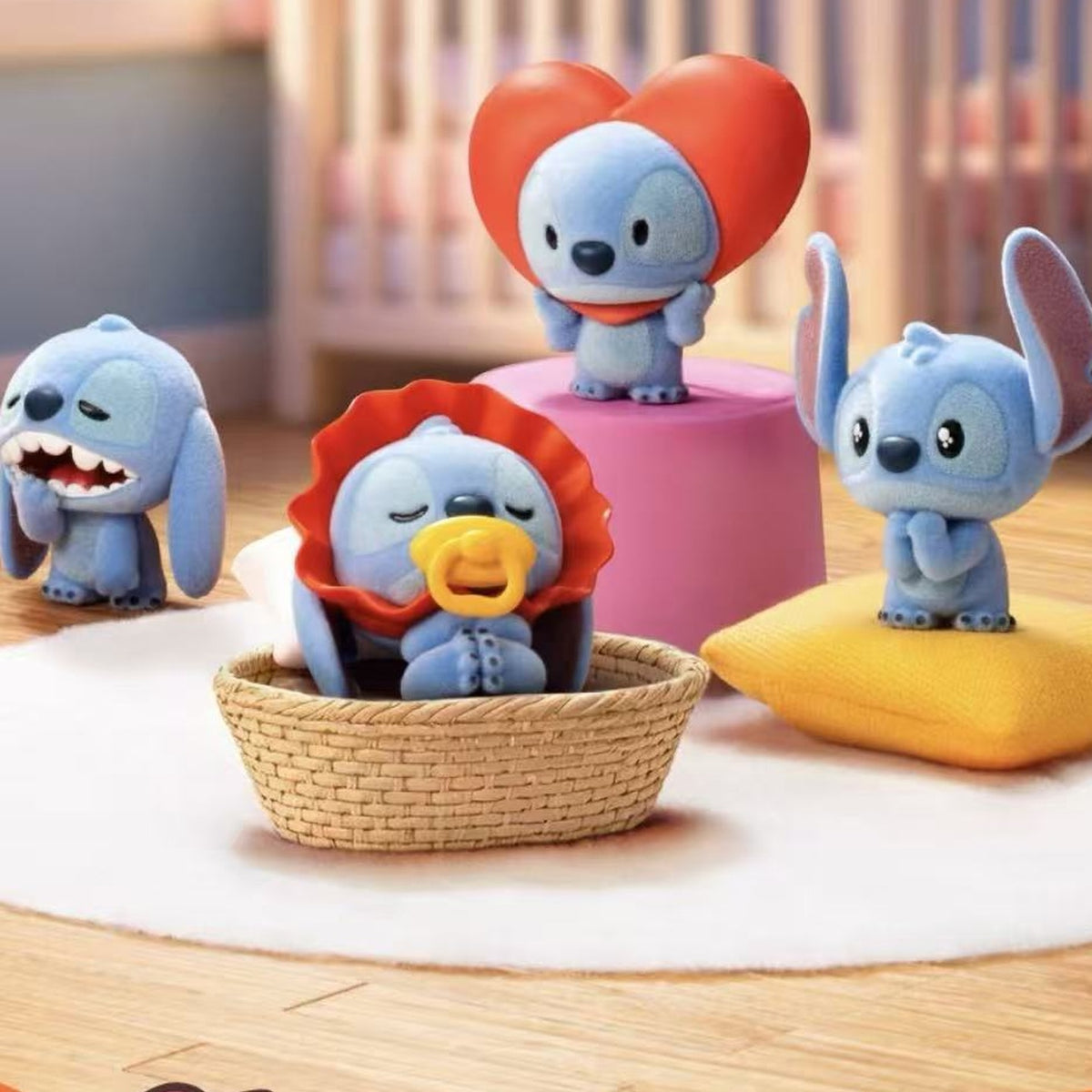 DSN Stitch Minime Series Figure Blind Box - Stitch Minime home display with complete central figure examples; random design not guaranteed