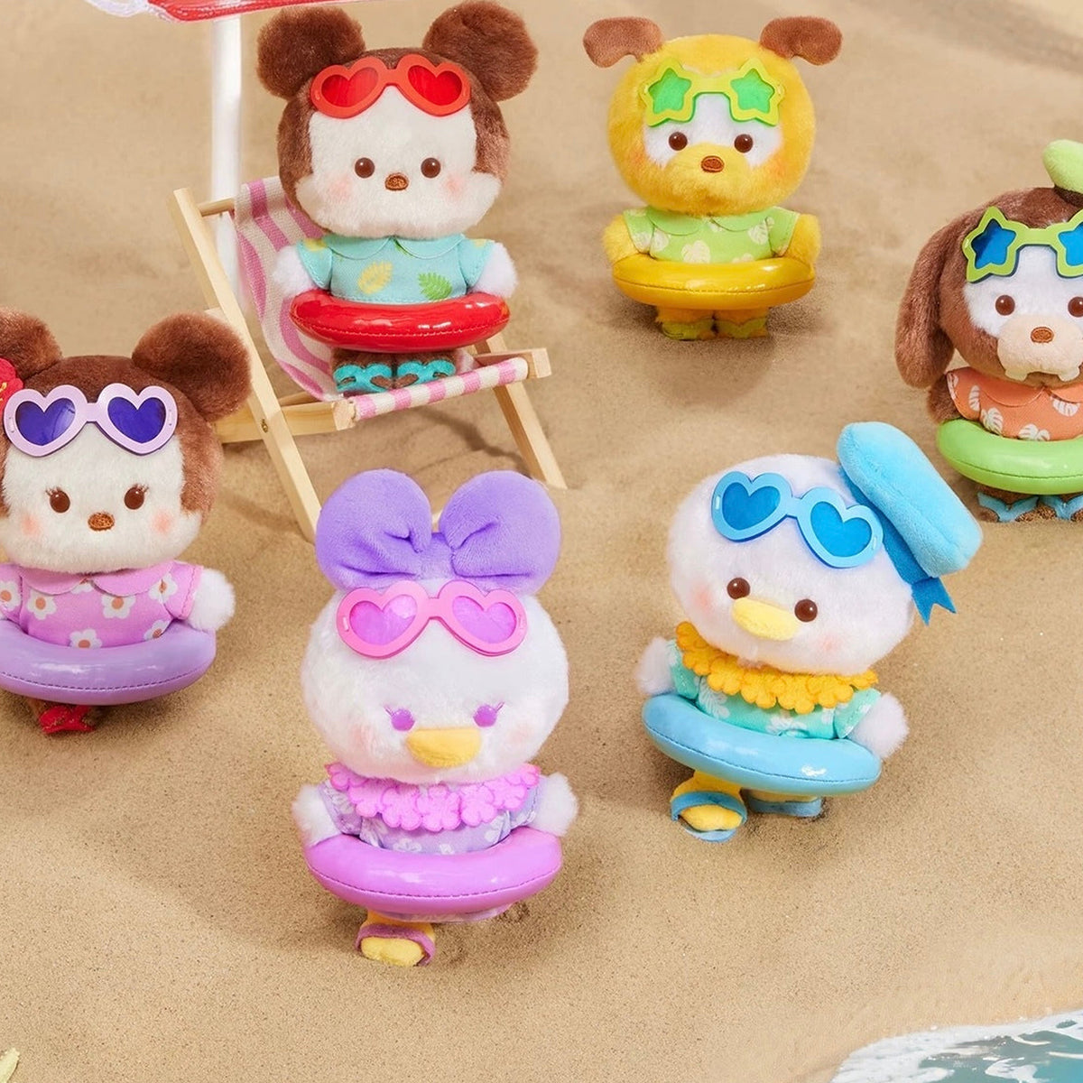 DSN Summer Swim Ring Series Plush Pendant Blind Box - Complete central swim-ring plush pendant examples and outer examples cropped; random design not guaranteed