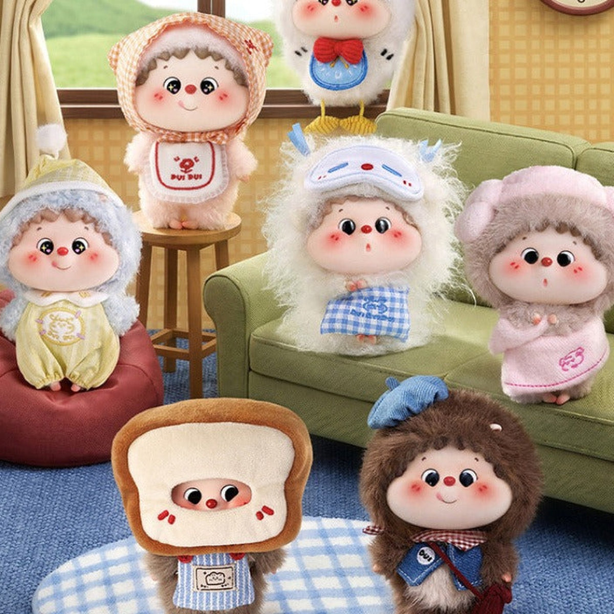 Dui Dui Dui Good Morning Series Plush Pendant Blind Box (PRE-ORDER) - Good Morning series group with complete central plush pendant body examples; random design not guaranteed