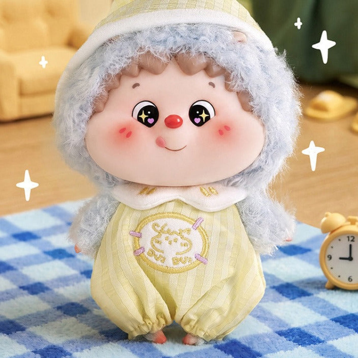 Dui Dui Dui Good Morning Series Plush Pendant Blind Box (PRE-ORDER) - Complete pale blue Good Morning plush pendant body example; random design not guaranteed