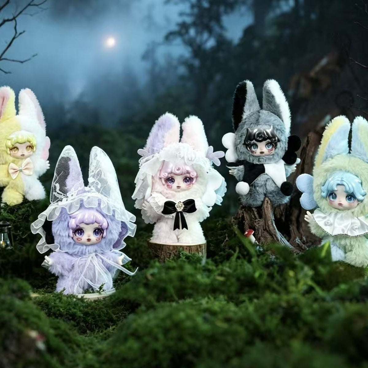 Dumia The Lost Land Series Plush Pendant Blind Box - Series overview with complete central plush pendant examples; random design not guaranteed
