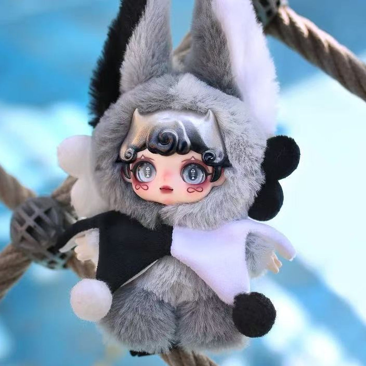 Dumia The Lost Land Series Plush Pendant Blind Box - Grey plush pendant detail with upper ears cropped; random design not guaranteed