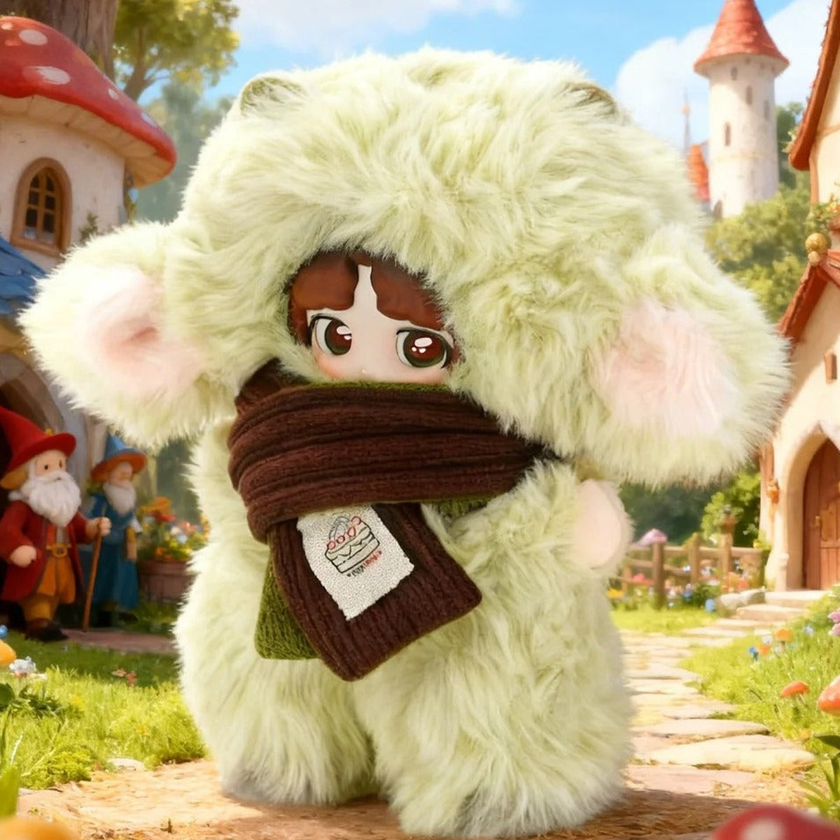 ECHOMORE Sweet Sheep Cake Series Plush Blind Box - Green scarf design example; random design not guaranteed