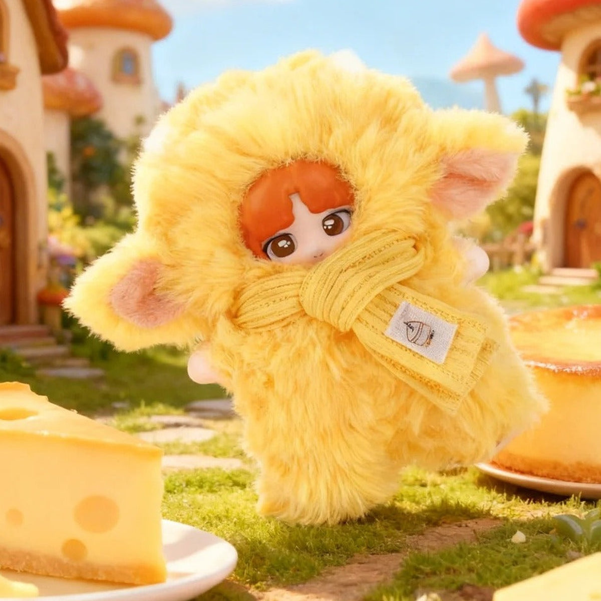 ECHOMORE Sweet Sheep Cake Series Plush Blind Box - Yellow scarf design example; random design not guaranteed