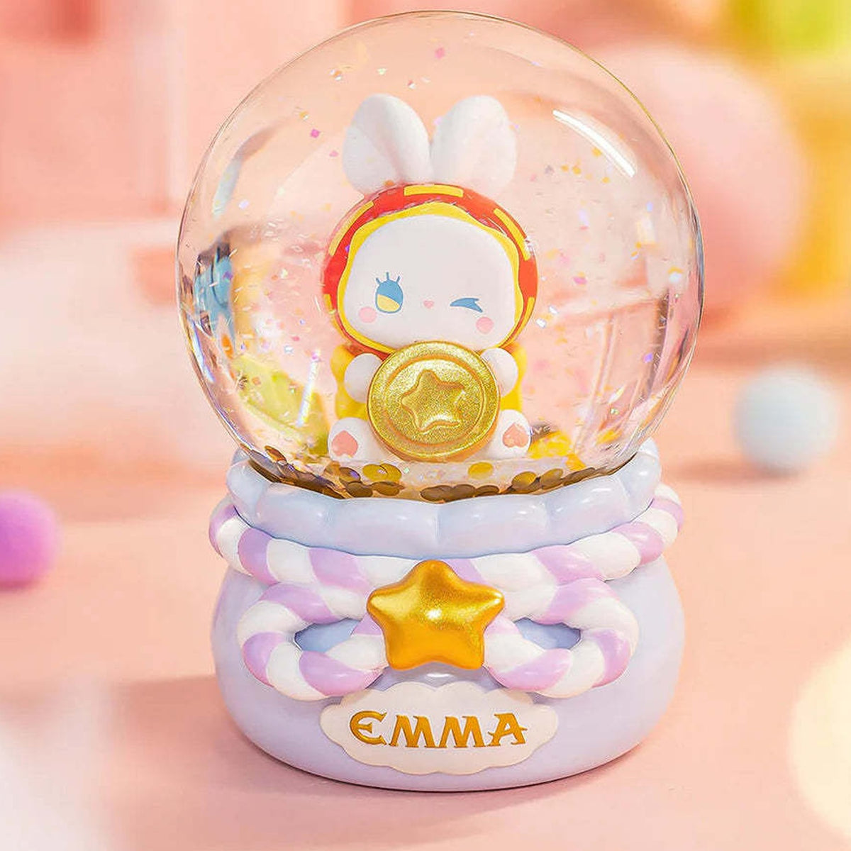 EMMA BABE Lucky Day Crystal Ball Blind Box - Complete crystal-ball figure display with coin detail and base; background props not included; random design not guaranteed