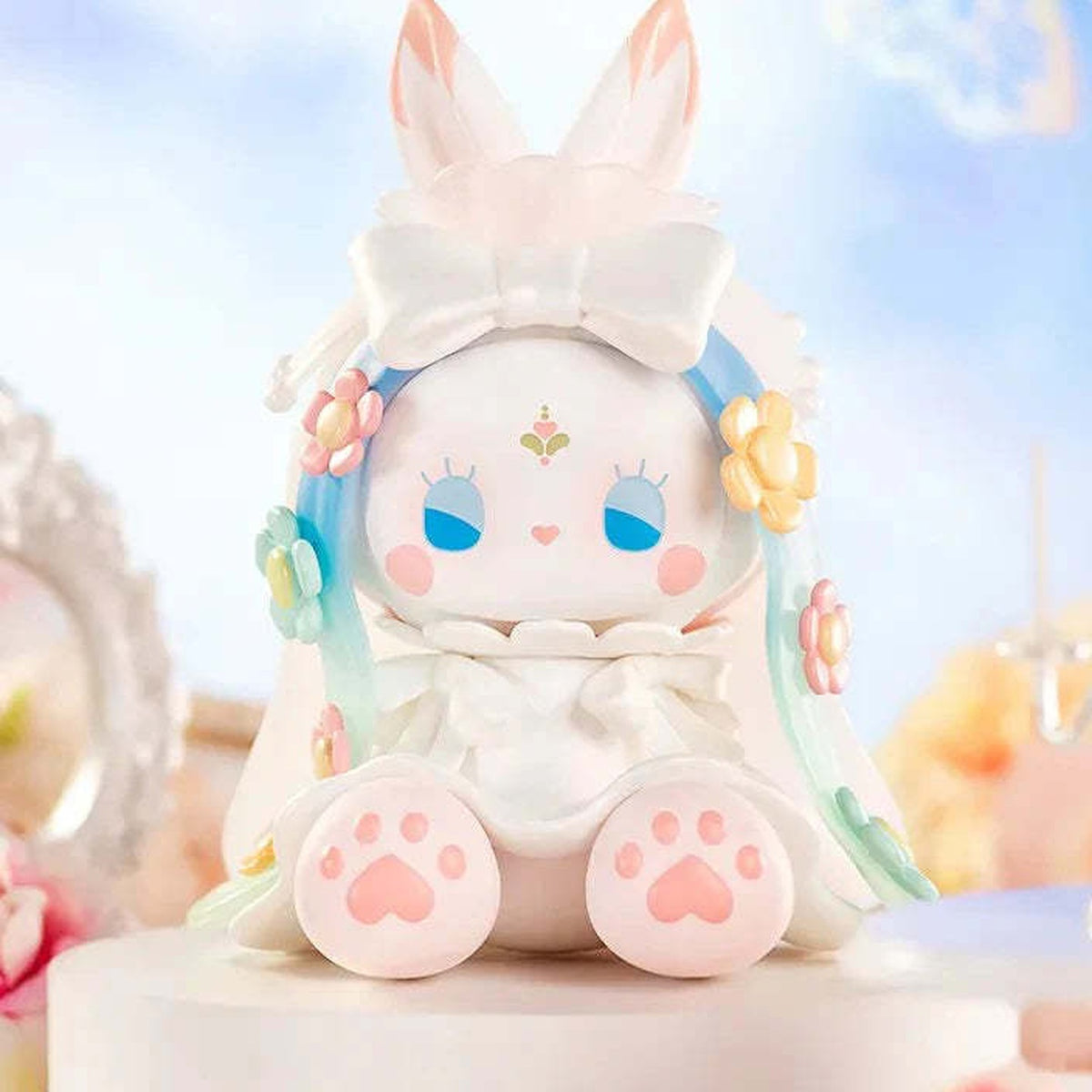 EMMA Secret Forest Be Loved Series 120% Figures, Blind Box - White seated figure detail with upper ears cropped; random design not guaranteed