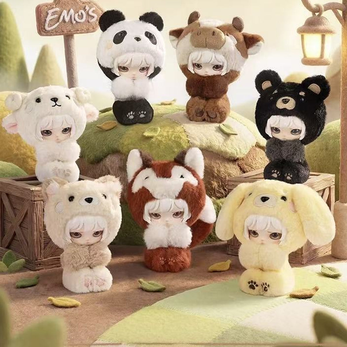EMO'S Emotional Shelter Series Plush Pendant Blind Box - Series overview with complete plush pendant examples; random design not guaranteed