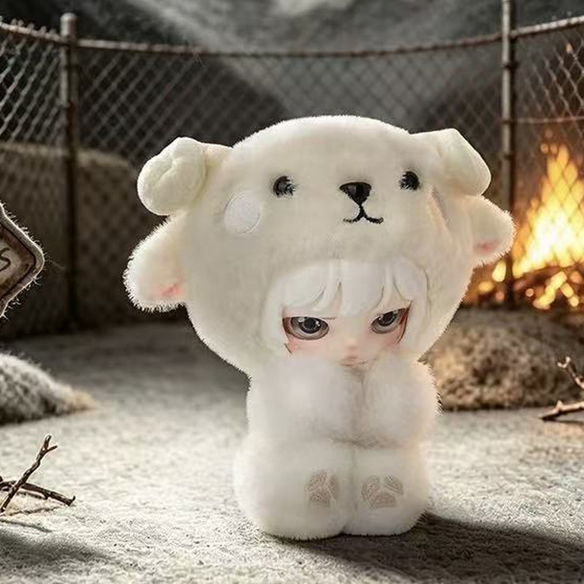 EMO'S Emotional Shelter Series Plush Pendant Blind Box - Complete white-costume plush pendant example; display props not included; random design not guaranteed