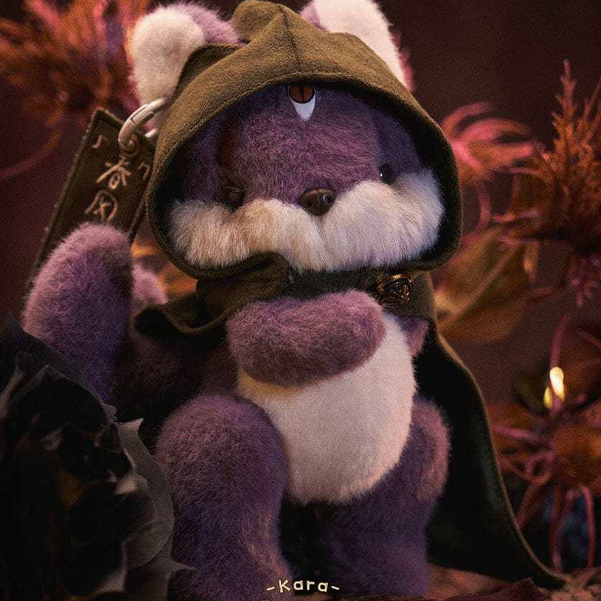 Endless Forest Series Plush Blind Box - Purple plush with green hood and cape; upper ears cropped; random design not guaranteed; display props not included