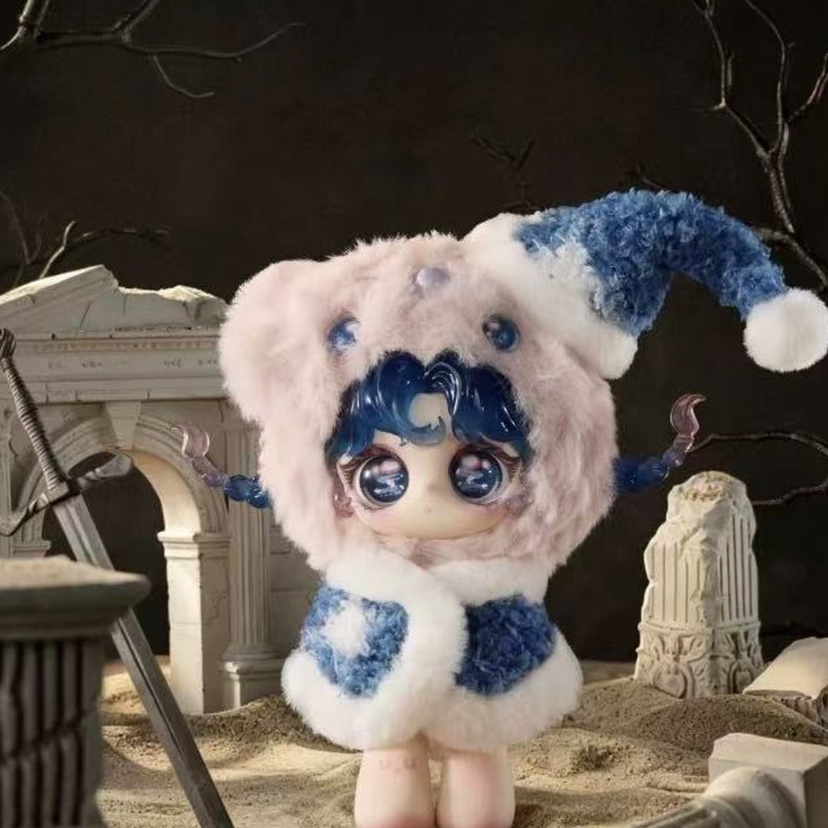 EoS Sanctuary of Lost Thing Series Plush Pendant Blind Box - Complete blue and pink plush pendant example; display props not included; random design not guaranteed