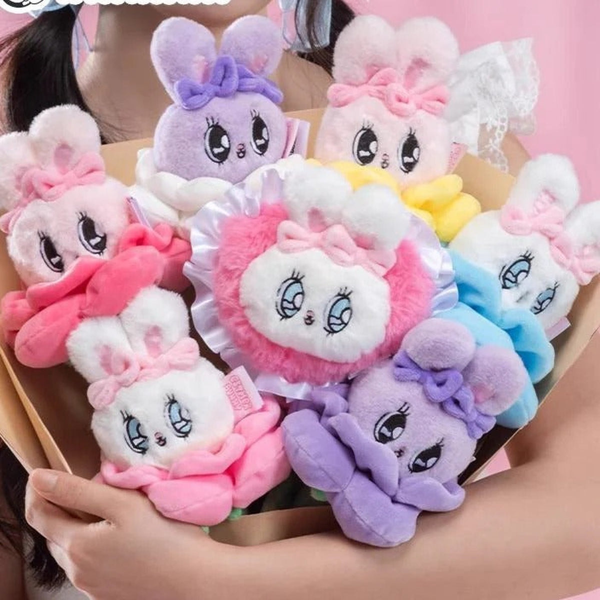 Esther Bunny Flower Series Plush Dolls, Blind Box - Bouquet group of flower plush design examples; random design not guaranteed