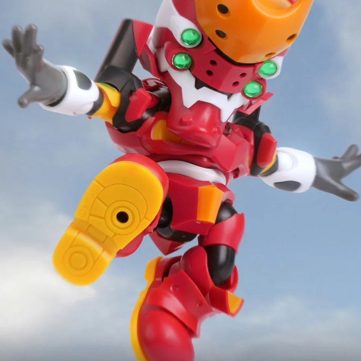 EVANGELION Highly Articulated Model Kit Action Figure Blind Box - Red model design action detail; upper head, outer hand and lower leg cropped; random design not guaranteed; display props not included