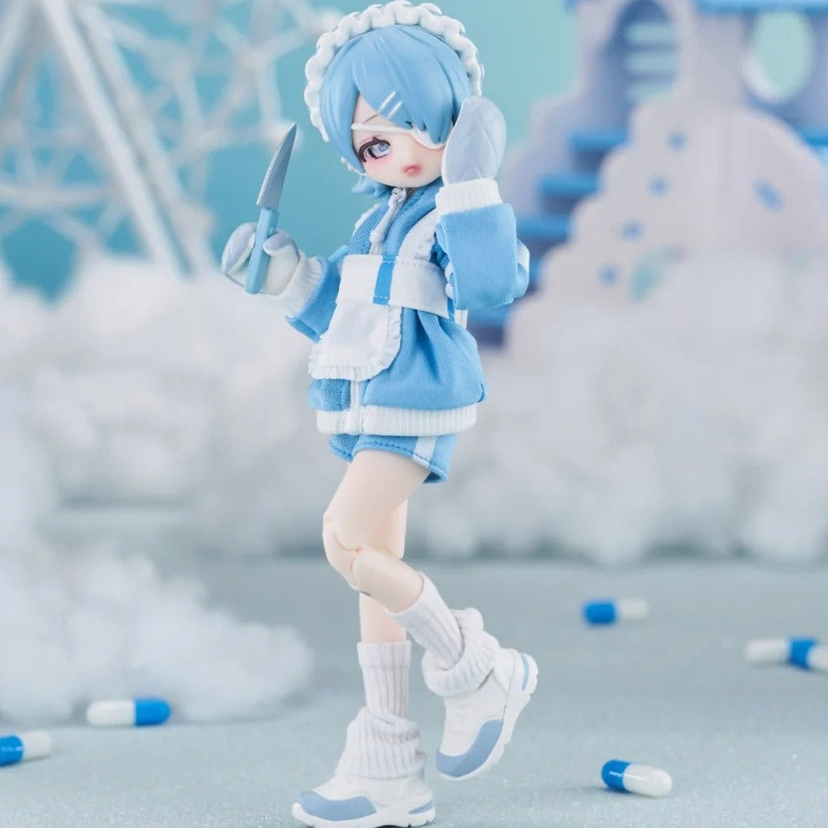 Eve Lynna Dreamland Park Series Action Figure BJD Blind Box - Blue hooded design example; random design not guaranteed