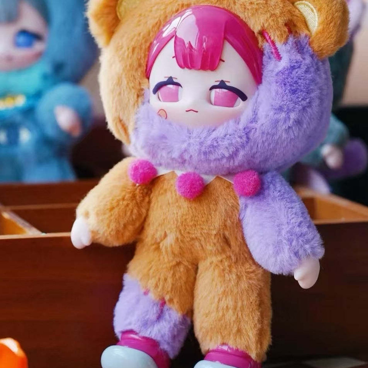 Eve Lynna Strange Park Series Plush Dolls, Blind Box - Orange purple plush detail with upper ears cropped; random design not guaranteed