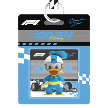 F1 × DSN Speed Moments Series 3D Building Figure Keychain - Complete blue Donald figure keychain body; upper strap cropped; random design not guaranteed
