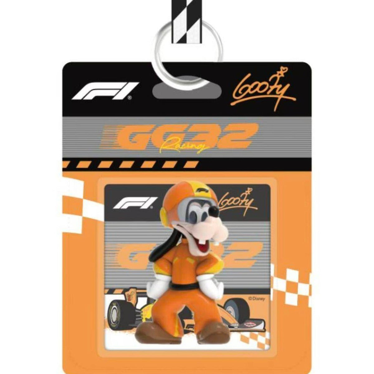 F1 × DSN Speed Moments Series 3D Building Figure Keychain - Complete orange Goofy figure keychain body; upper strap cropped; random design not guaranteed