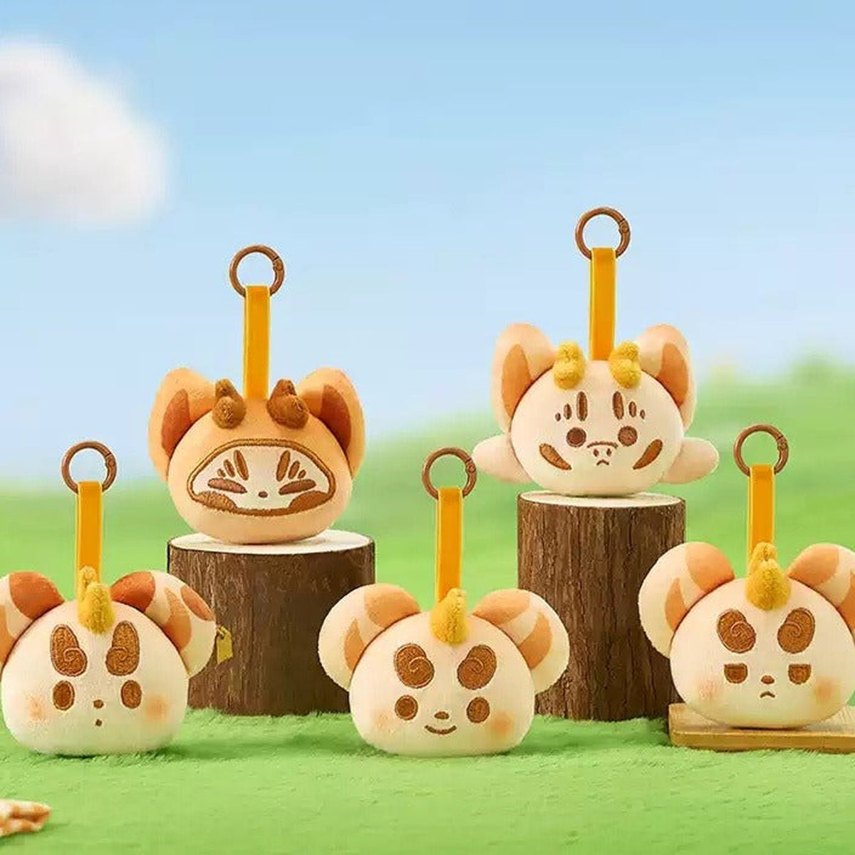 Fabulous Beasts Bakery Series Plush Pendant Blind Box - Series overview with complete central plush pendant examples and outer examples cropped; display props not included; random design not guaranteed