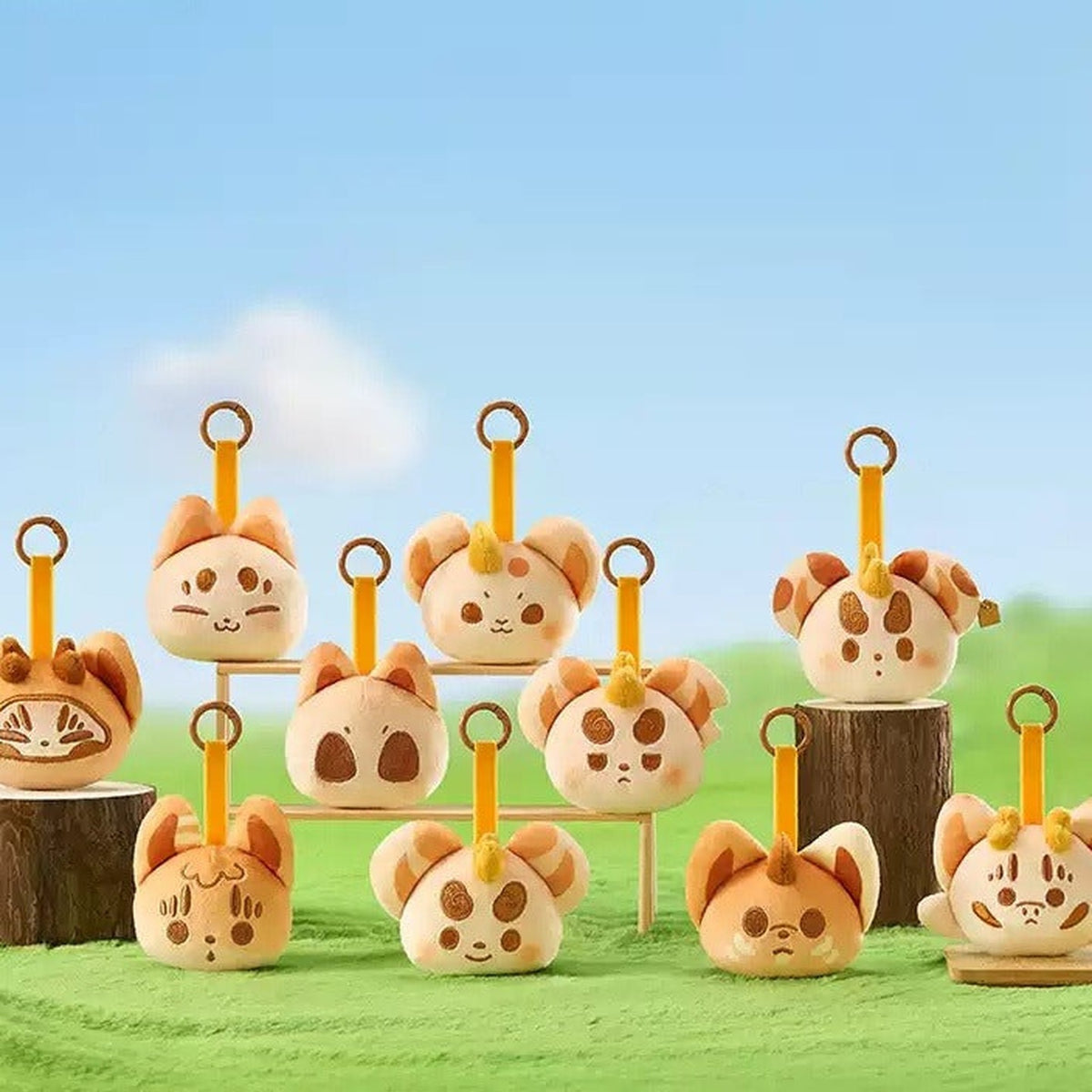 Fabulous Beasts Bakery Series Plush Pendant Blind Box - Series overview with complete central examples and outer examples cropped; display props not included; random design not guaranteed
