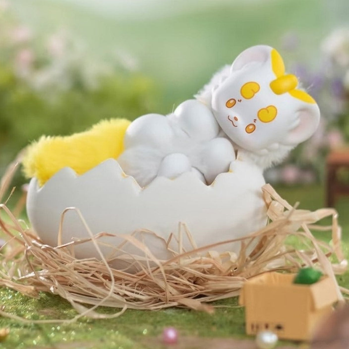 Fabulous Beasts Palm Have Spirit Series Plush Blind Box - SECRET yellow-tail plush design with yellow face markings and head ornament; egg-shaped display prop not included; random design not guaranteed; display props not included