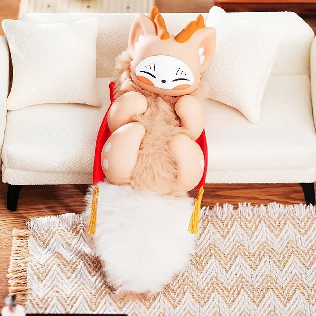 Fabulous Beasts Palm Have Spirit Series Plush Blind Box - Sibuxiang tan plush design with orange head details and red scarf; sofa not included; random design not guaranteed; display props not included