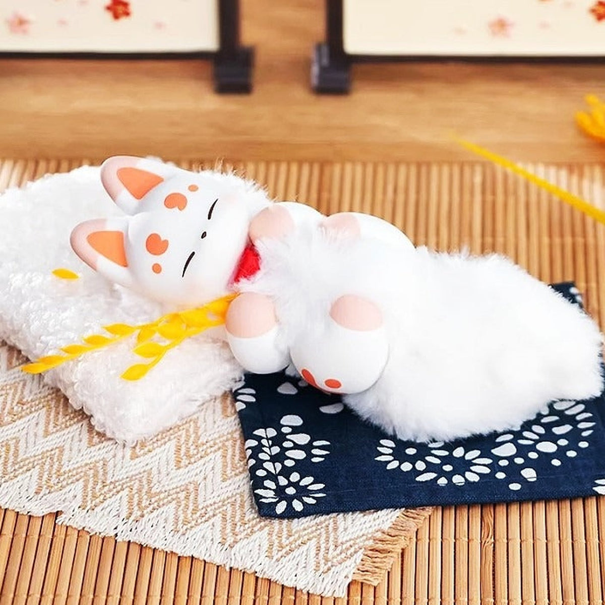 Fabulous Beasts Palm Have Spirit Series Plush Blind Box - Fuku white plush design with orange face markings and red neck detail; floor props not included; random design not guaranteed; display props not included