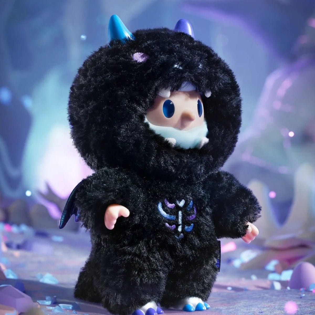 FARMER BOB ANI-DRAGON MIRAGE Series Plush Blind Box - Black dragon-costume plush doll detail with lower feet cropped; random design not guaranteed