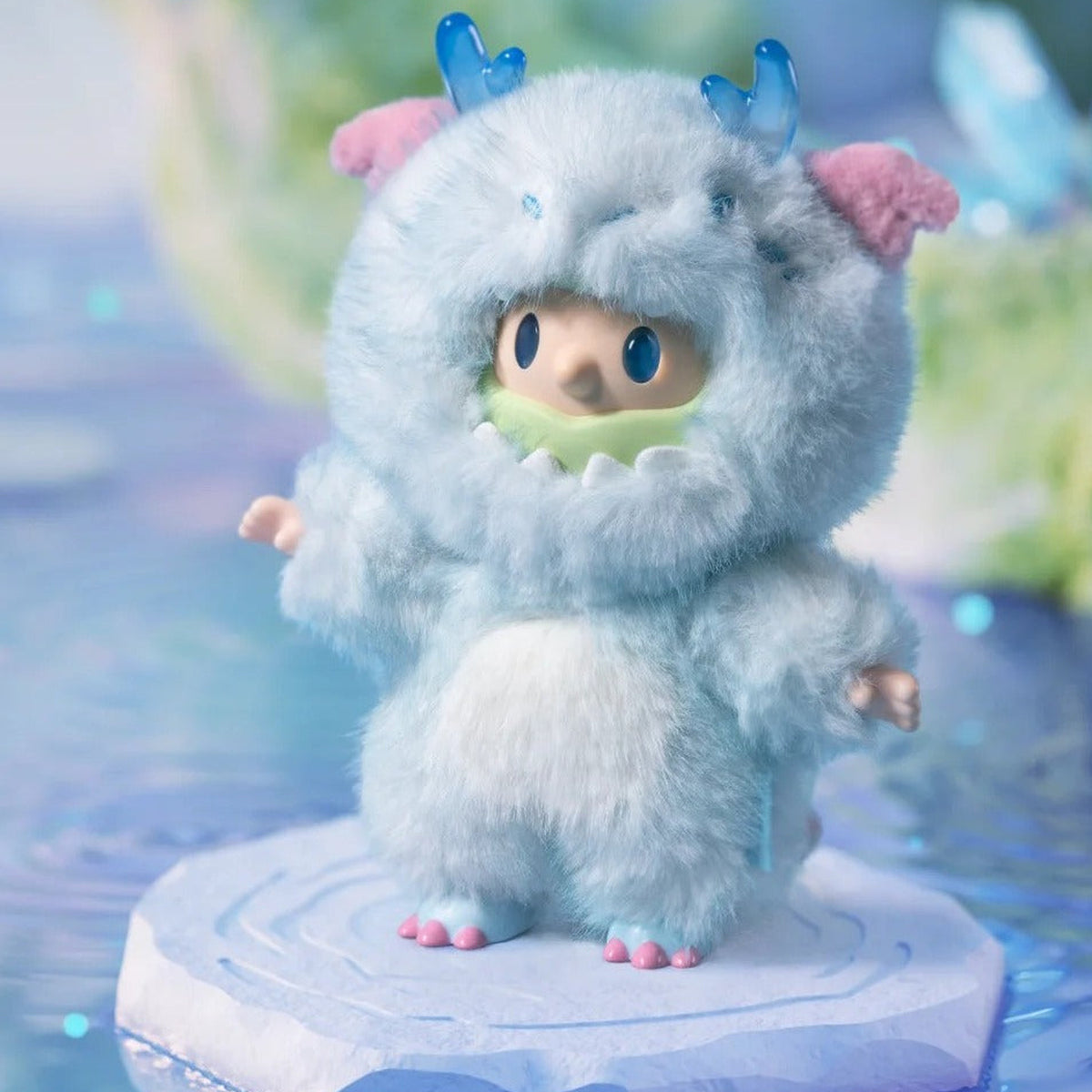 FARMER BOB ANI-DRAGON MIRAGE Series Plush Blind Box - Blue dragon-costume plush doll detail with upper horns cropped; random design not guaranteed