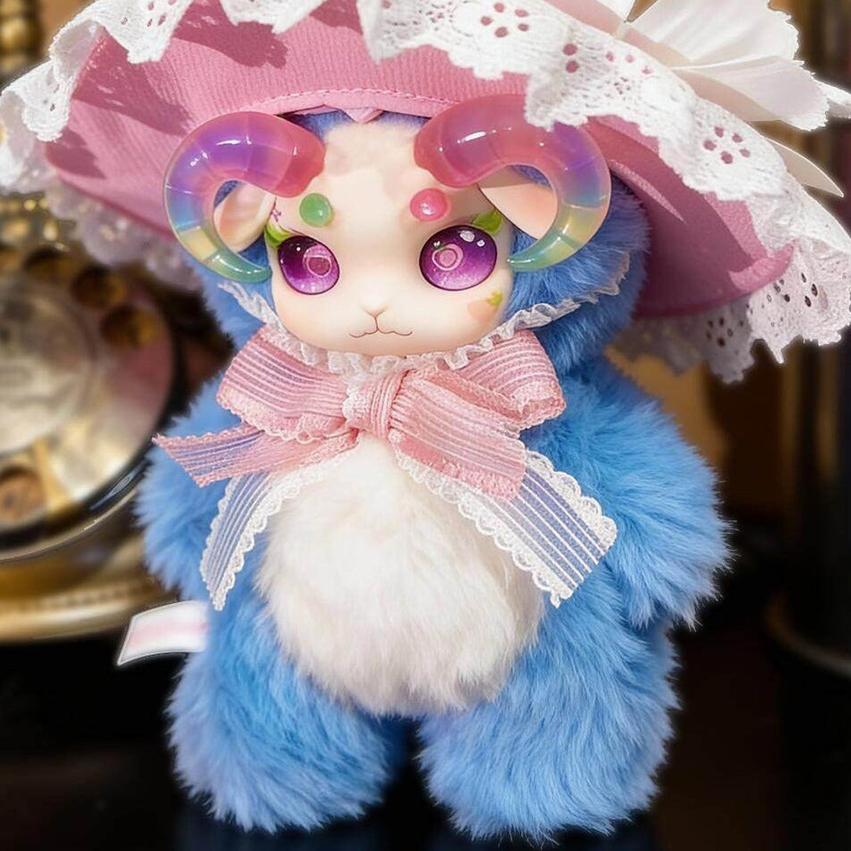 FECOCO Victoria Sheep Series Plush Blind Box - Blue sheep plush detail with upper hat cropped; random design not guaranteed