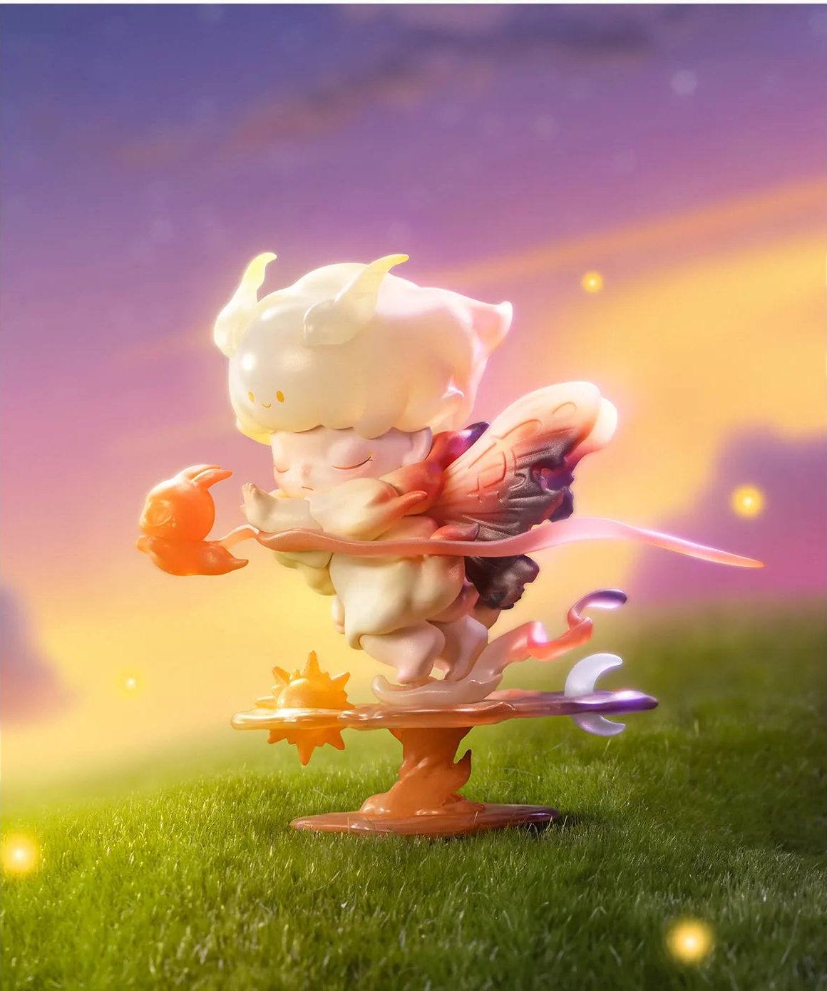 Finding MOKOKO blind box series - Follow the Light design example in a sunset display scene