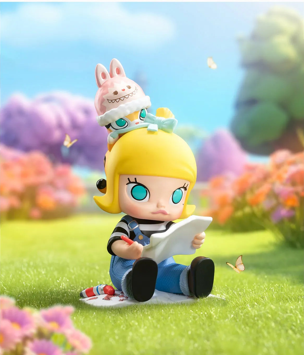 Finding MOKOKO blind box series - Painter's Help design example holding a paper and paintbrush