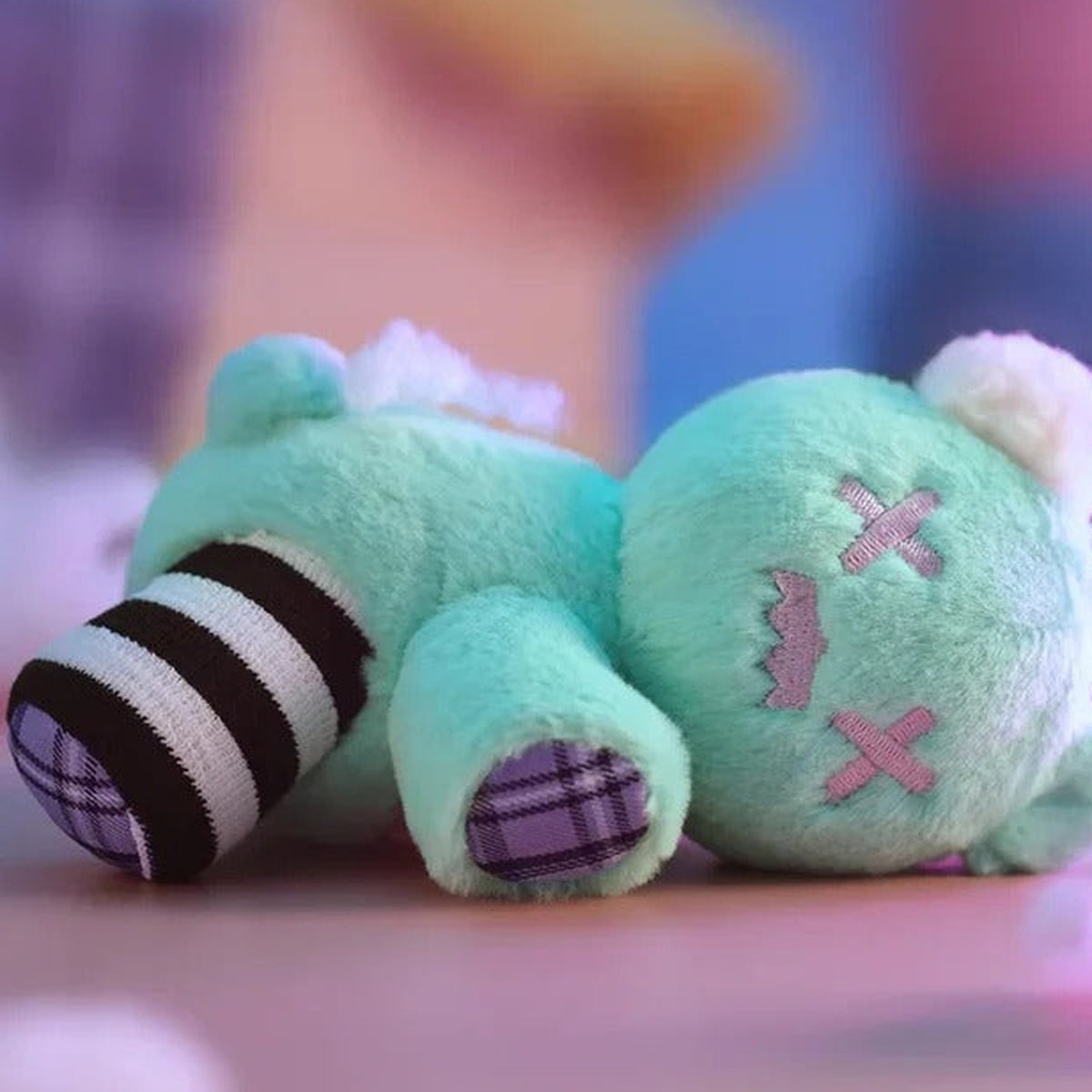 FINDING UNICORN ShinWoo Ragbear Clinic Series Plush Blind Box - Green reclining complete bear design example; random design not guaranteed