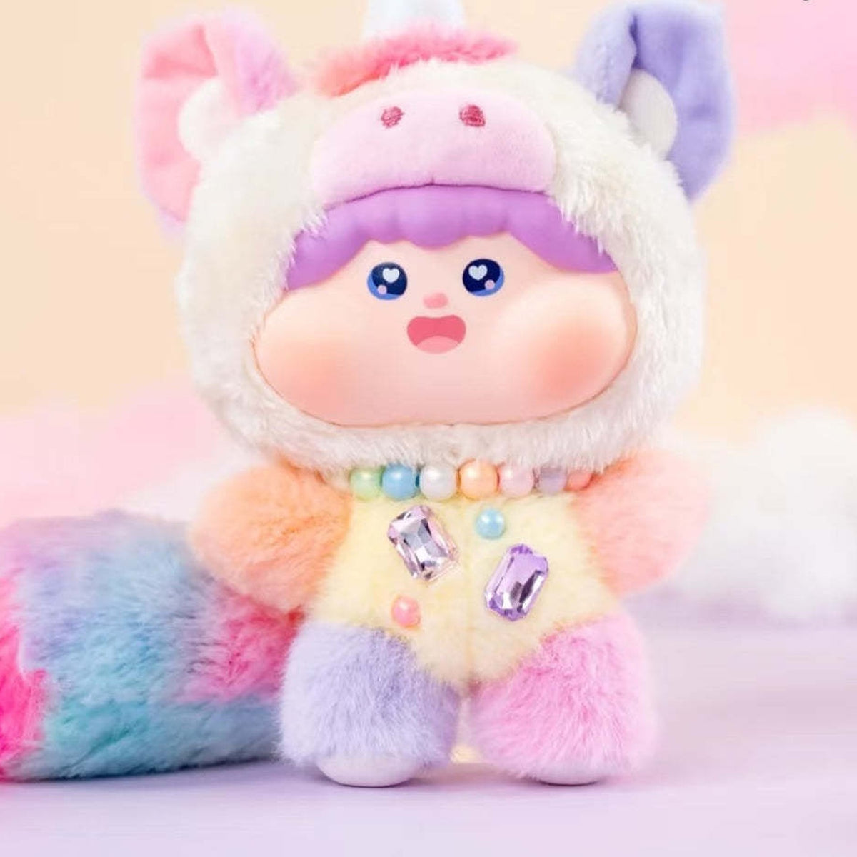 Fluffy Meatball V2 Vinyl Plush Dolls, Blind Box - Multicolour complete plush example; random design not guaranteed