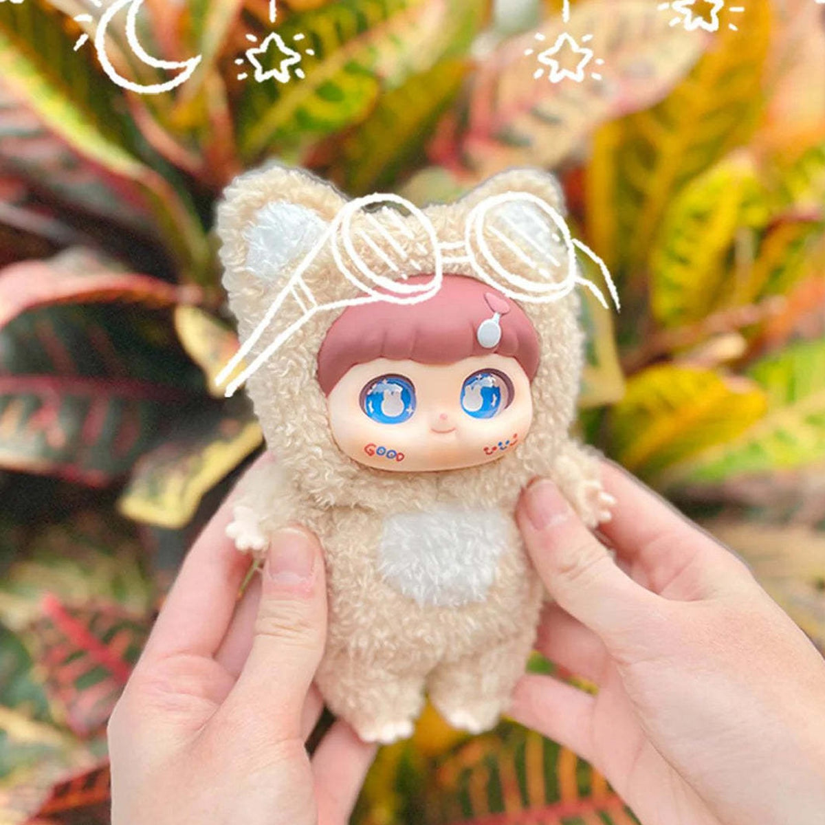 FuFu Zhao Cai Fox Series Plush Dolls, Blind Box - Complete pale fox-hood plush example; random design not guaranteed