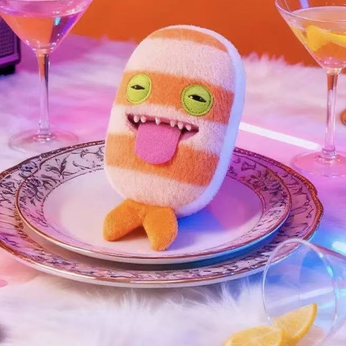 Fuggler Fuggalicious Series Plush Pendant Blind Box - Complete sushi-shaped plush pendant example; food and table props not included; random design not guaranteed