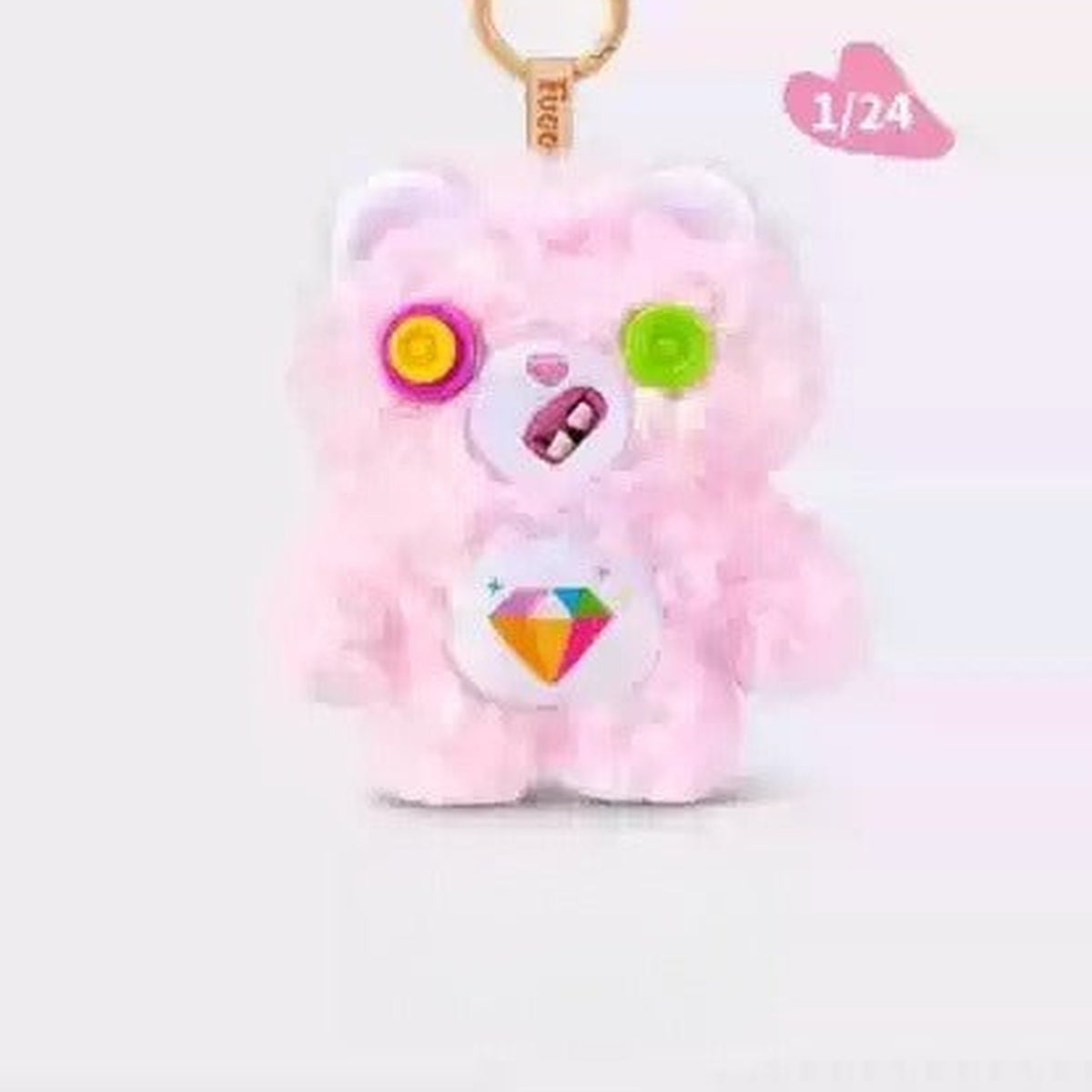 Fuggler x Care Bears Series Plush Pendant Blind Box - Complete pale pink Care Bears collaboration plush pendant body example with upper ring cropped; random design not guaranteed