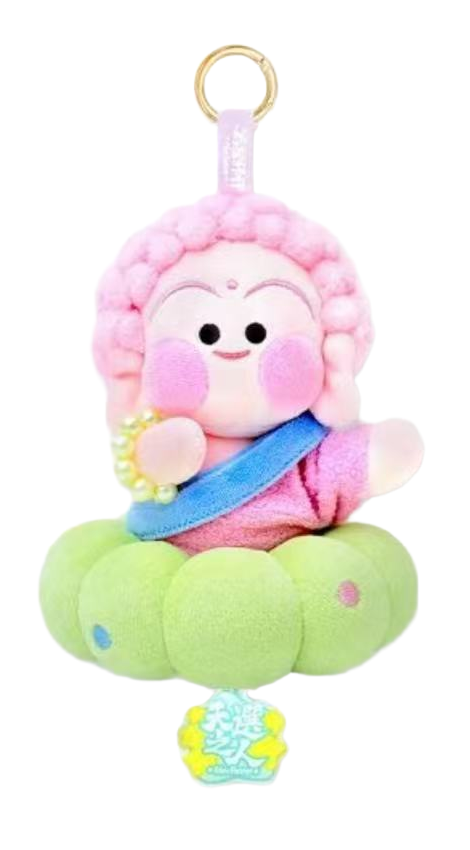 FUN RECORD Bless Partner pink series design complete view including hanging ring, arms, cloud base and charm; reference only, not a confirmed random-box selection
