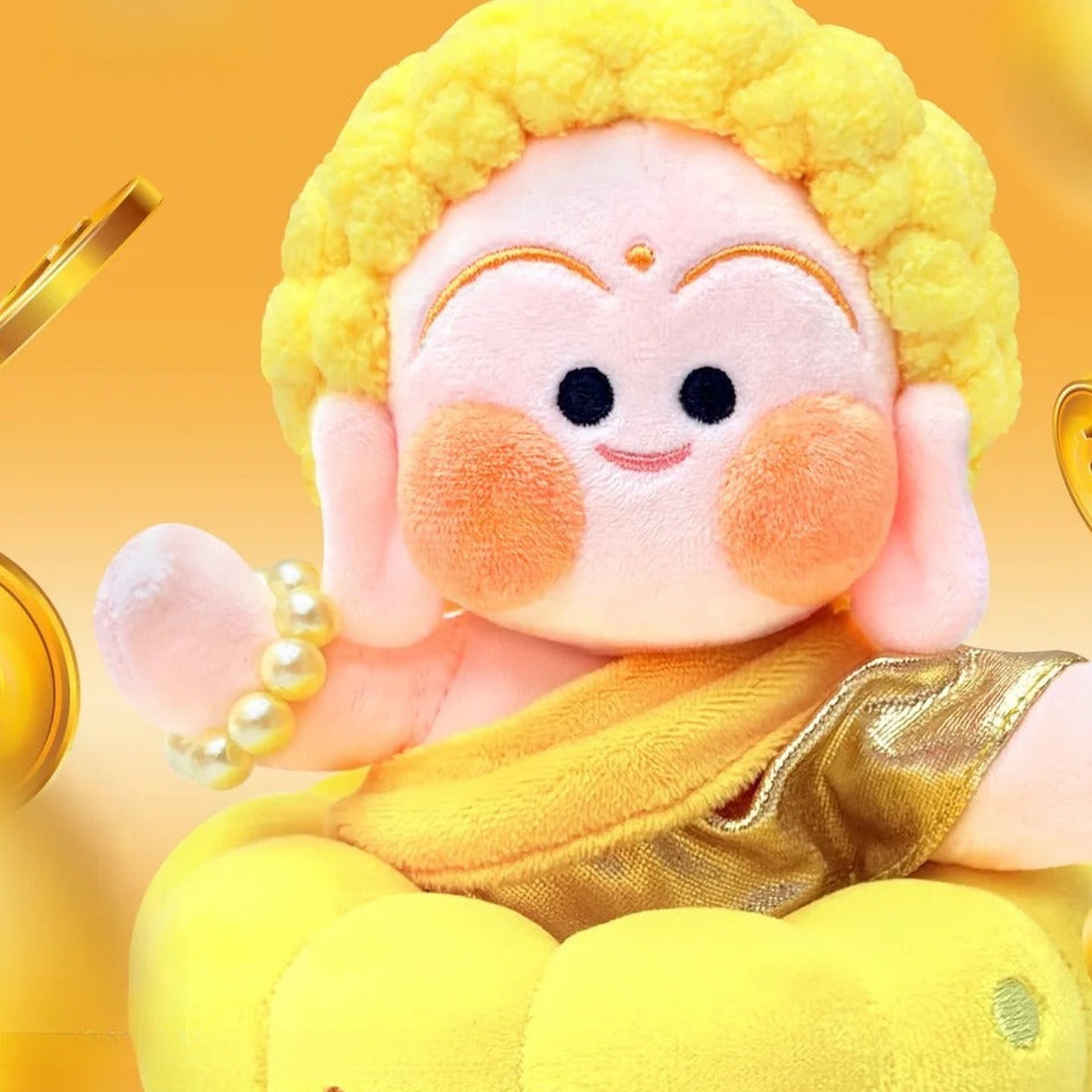 FUN RECORD Bless Partner gold robed plush detail; possible series design, not confirmed random-box contents