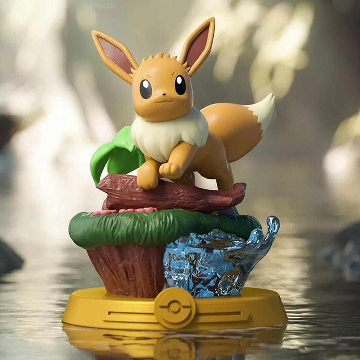 Funism Pokemon Let's Go! Eevee Series Figure Blind Box - Complete Eevee figure example with display base; random design not guaranteed