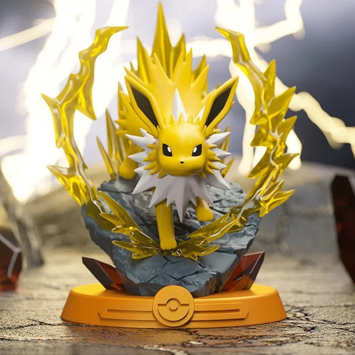 Funism Pokemon Let's Go! Eevee Series Figure Blind Box - Complete Jolteon figure example with lightning effects and display base; random design not guaranteed