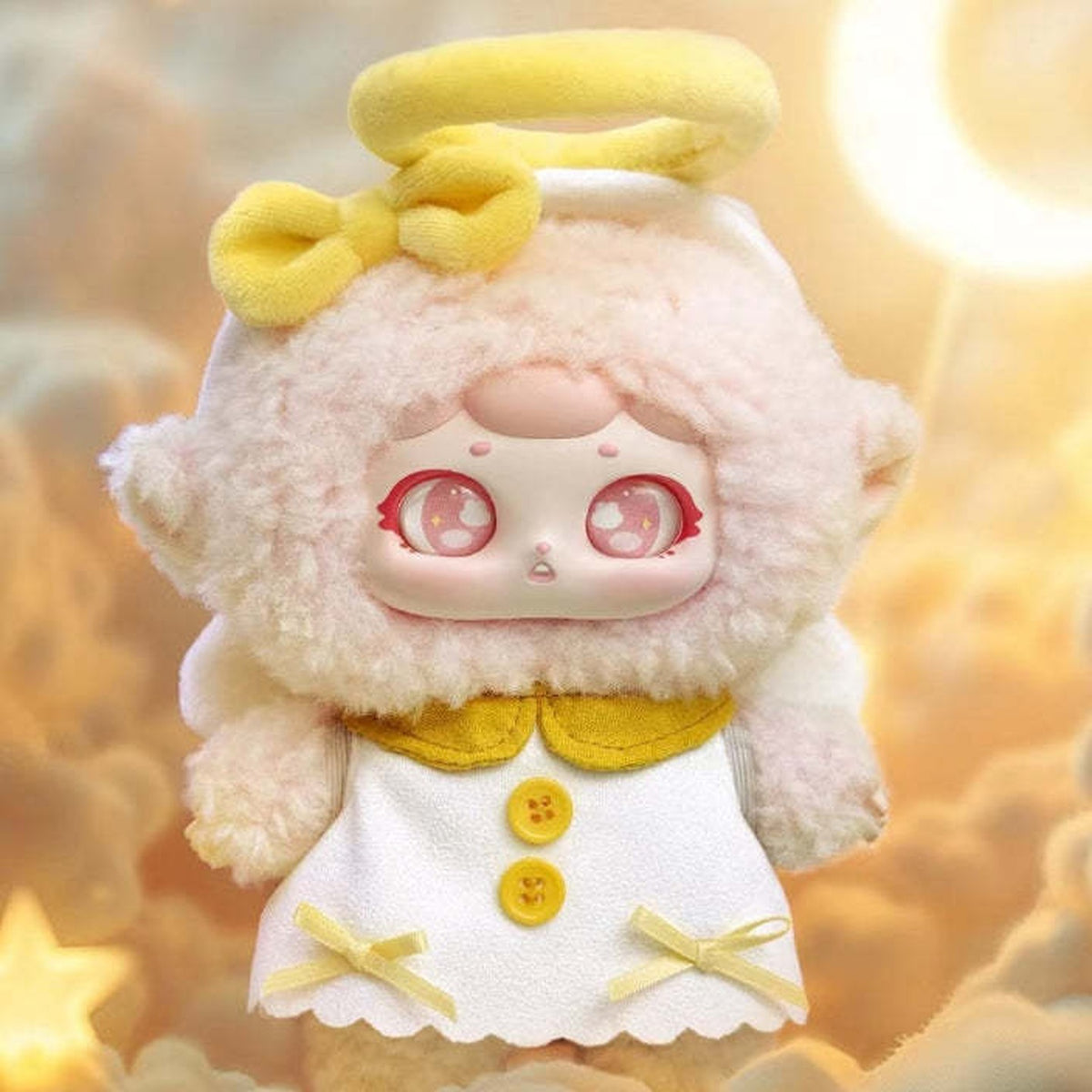 FUNNY BUNNY-Toomi Cute Party Series Vinyl Plush Dolls, Blind Box - White halo plush detail with lower feet cropped; random design not guaranteed