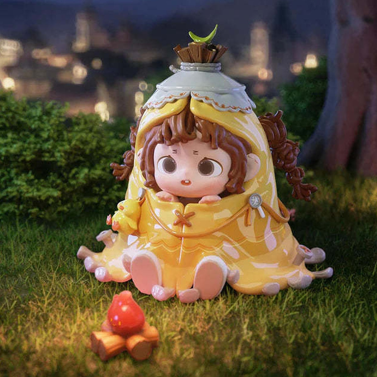 FURFUR City of Glimmer Under the Nightfall Series Figures, Blind Box - Yellow hood complete figure example; random design not guaranteed