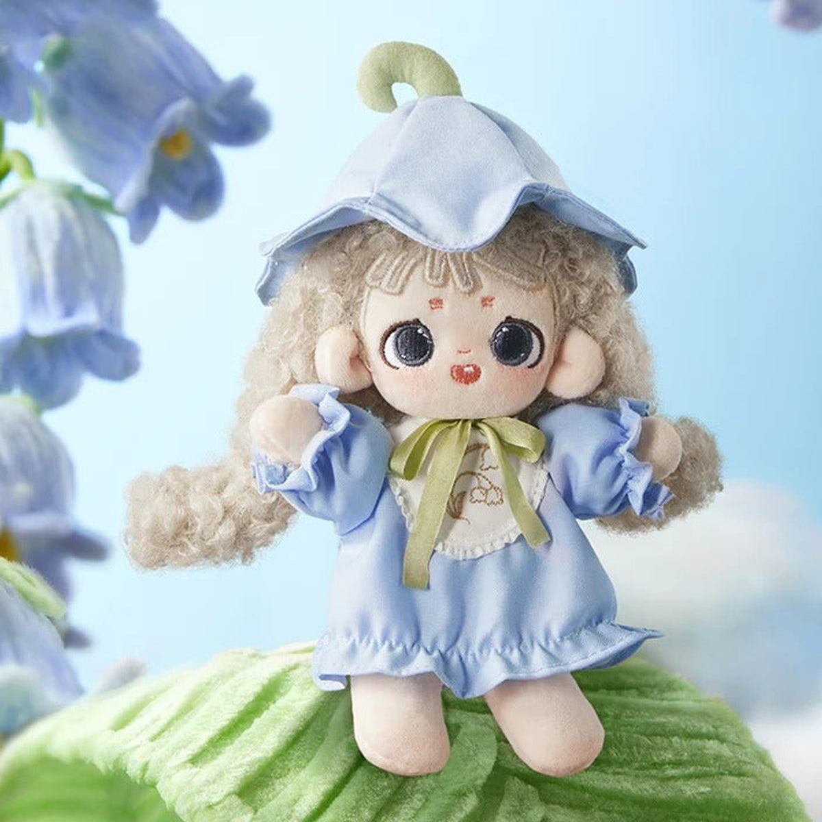 FURFUR Flower Dreamscape Series Plush Dolls, Blind Box - Blue flower hood design detail; random design not guaranteed