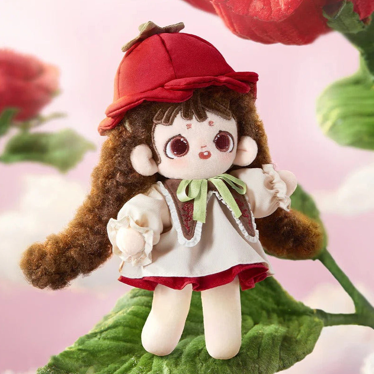 FURFUR Flower Dreamscape Series Plush Dolls, Blind Box - Red flower hood complete design example; random design not guaranteed