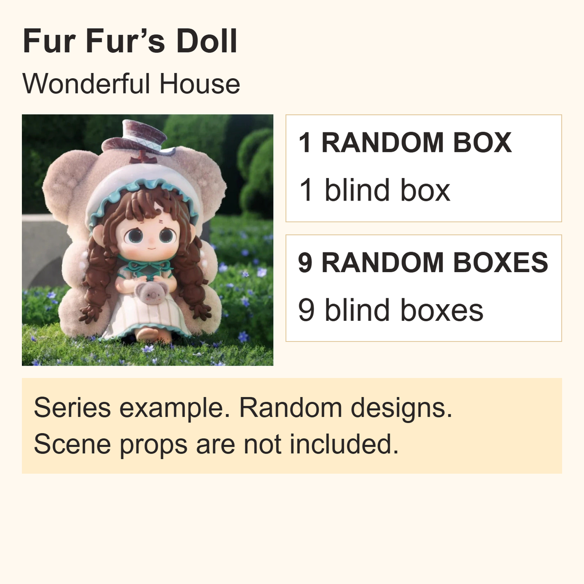 Fur Fur’s Doll Wonderful House Series English guide: one random box or nine random boxes; series examples are not guaranteed contents