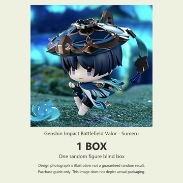Genshin Impact Battlefield Valor - Sumeru: one random blind box; illustrative design photograph, not guaranteed outcome or actual packaging