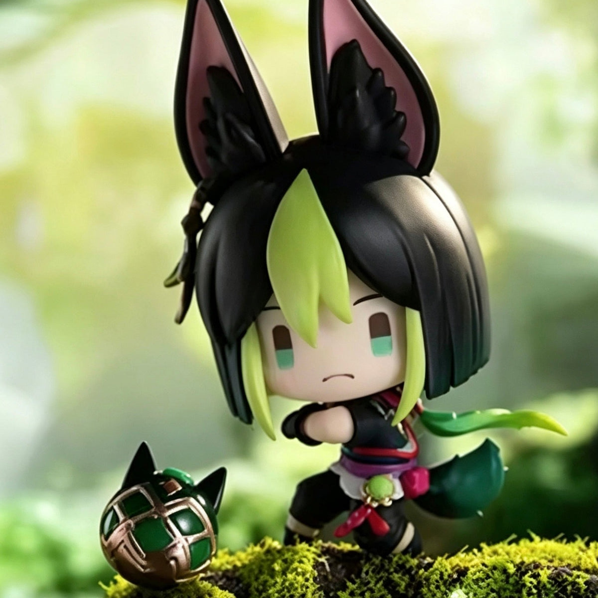 Genshin Impact Battlefield Valor - Sumeru: Tighnari figure with long ears in a natural green scene; random design example