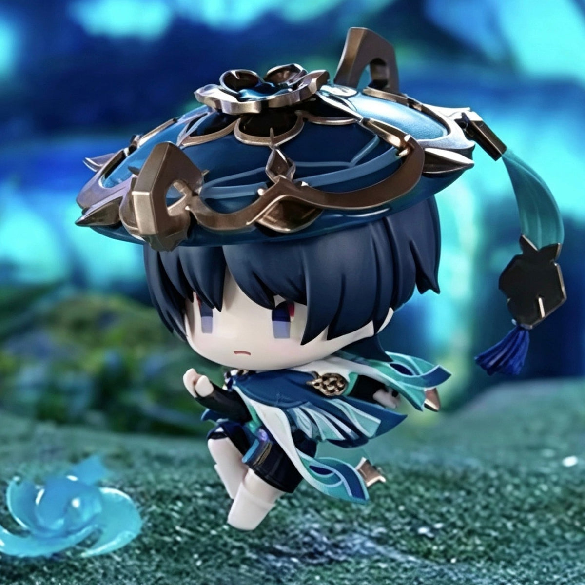 Genshin Impact Battlefield Valor - Sumeru: Wanderer figure in the original blue-green scene; random design example