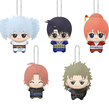 Gintama Chibi Nui Pajama Party Series Plush Pendant - Complete five-character comparison; select one named pendant, not a five-piece set; selected purchase option defines the supplied item
